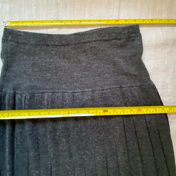 Charcoal Grey Wool Blend Pleated Flare Winter Office Pull On Skirt-Sz-M/L - Picture 11 of 13